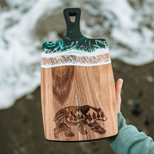 Acacia Wood & Resin Charcuterie Board - Nature Bear