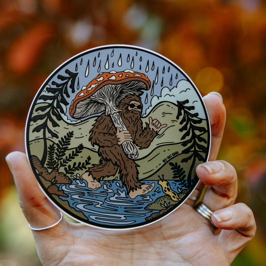 Retro Amanita Umbrella Sasquatch Vinyl Sticker