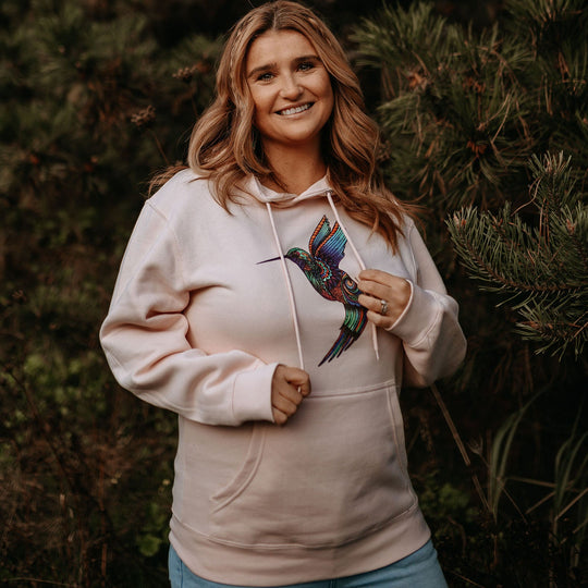 Hummingbird Hoodie in Pale Pink