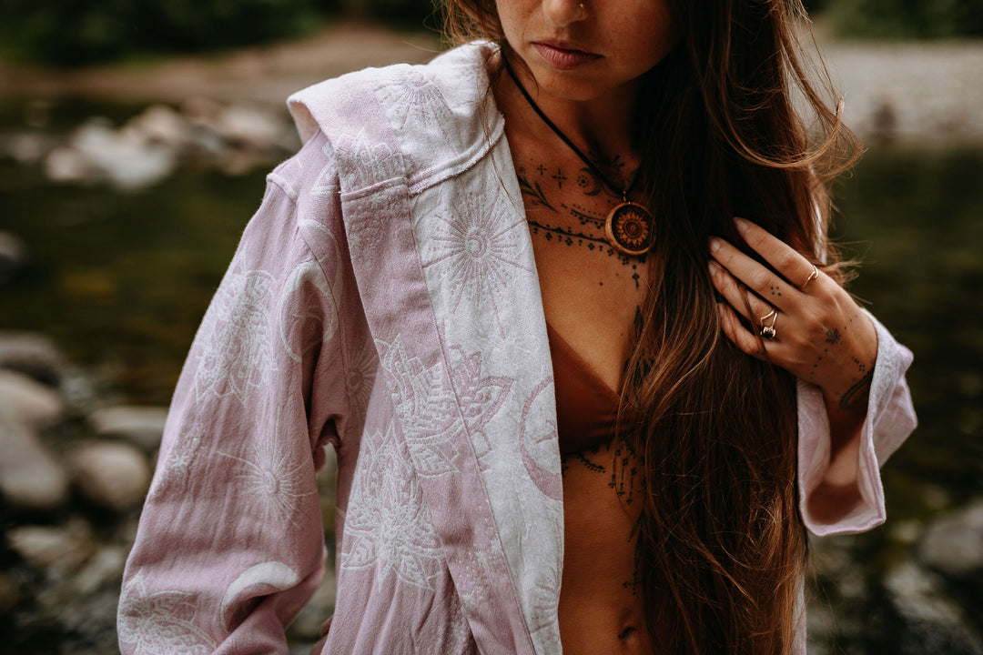 Celestial Lotus Hooded Robe- Rose Mist
