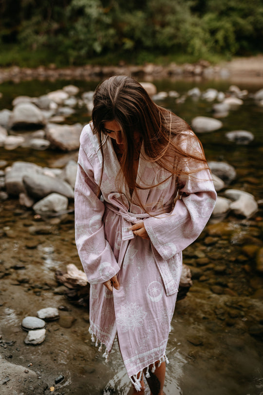 Celestial Lotus Hooded Robe- Rose Mist