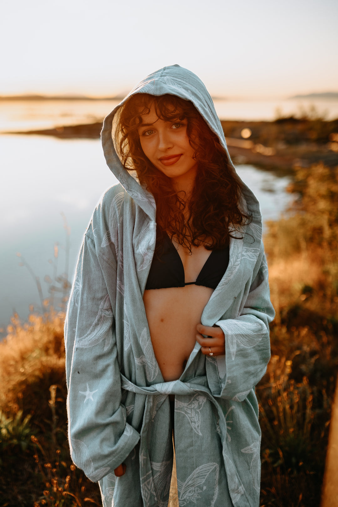 Coastal Humpback Hooded Robe- Seafoam Blue