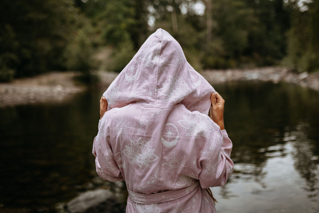 Celestial Lotus Hooded Robe- Rose Mist