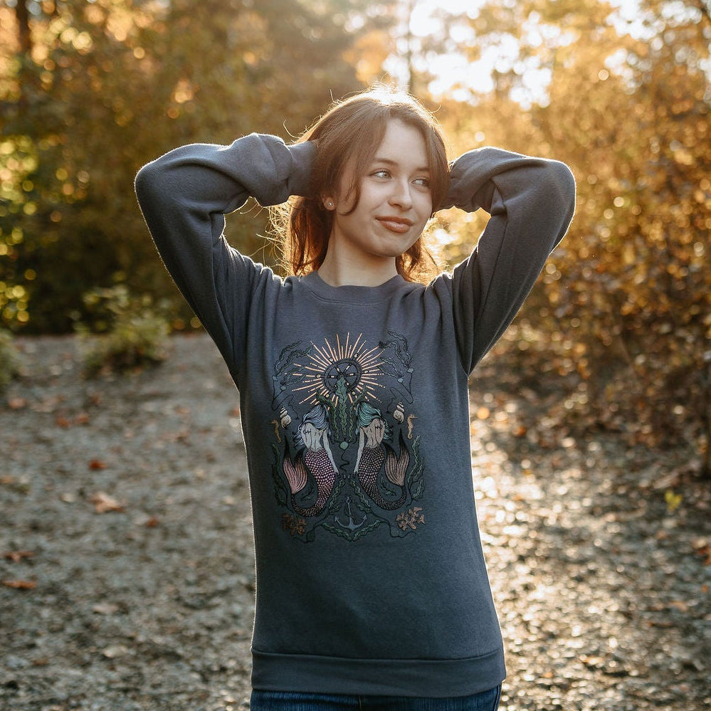 Double Mermaid Oversized Sweatshirt - Asphalt