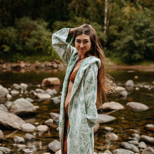 West Coast Garden Hooded Robe- Moss Green