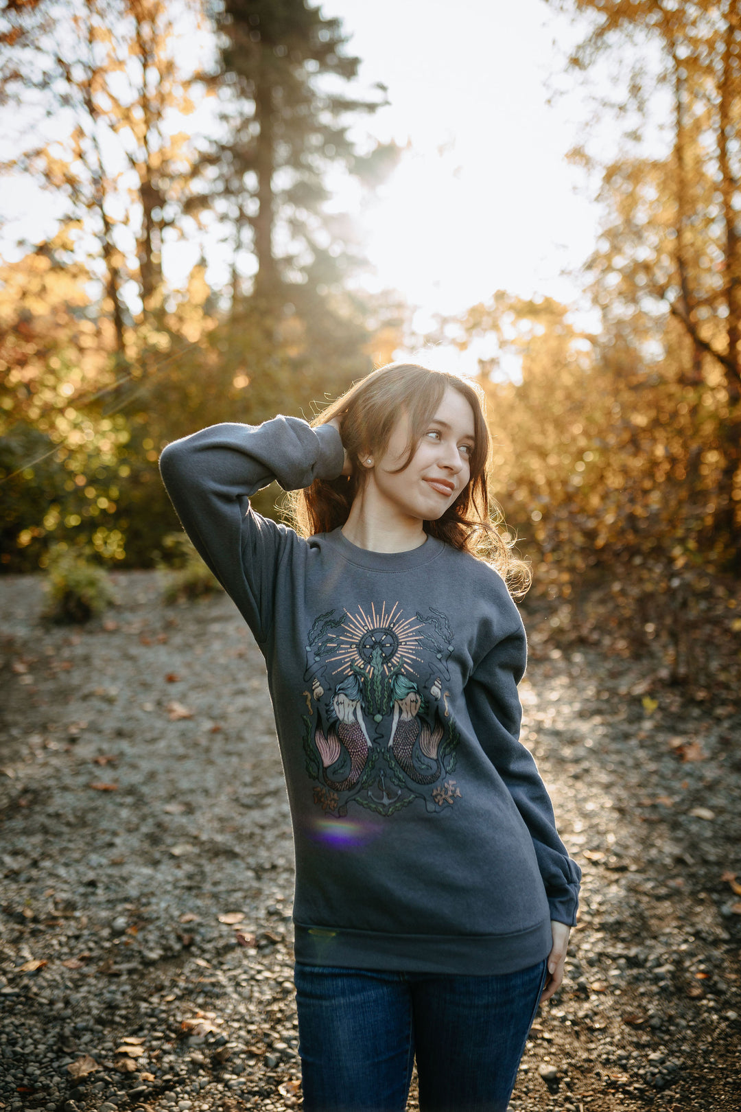 Double Mermaid Oversized Sweatshirt - Asphalt