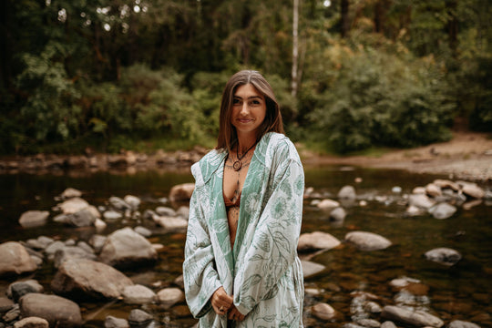 West Coast Garden Hooded Robe- Moss Green