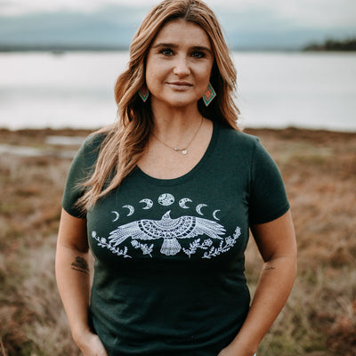 Raven Moon Phase Bamboo/Organic Cotton Tee *Made In Canada*
