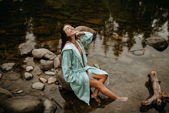 Coastal Humpback Hooded Robe- Seafoam Blue