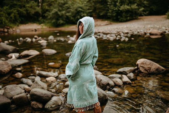 Coastal Humpback Hooded Robe- Seafoam Blue