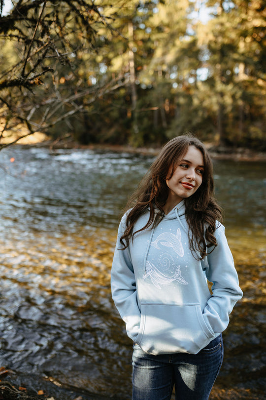 Cosmic Humpbacks Hoodie - Blue Mist
