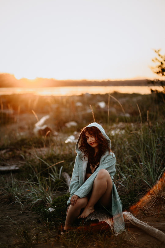 Coastal Humpback Hooded Robe- Seafoam Blue