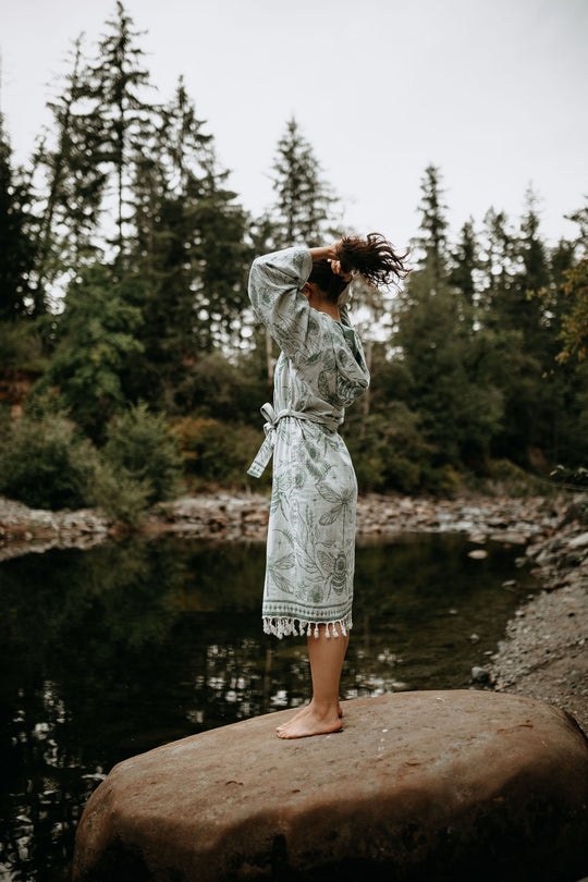 West Coast Garden Hooded Robe- Moss Green