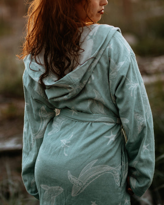 Coastal Humpback Hooded Robe- Seafoam Blue