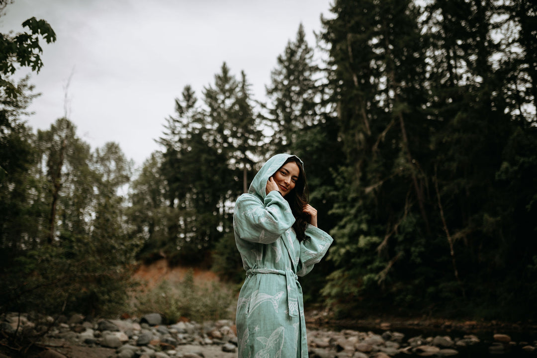 Coastal Humpback Hooded Robe- Seafoam Blue