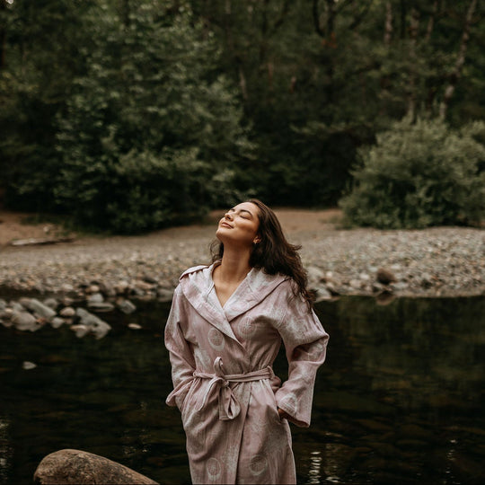Celestial Lotus Hooded Robe- Rose Mist