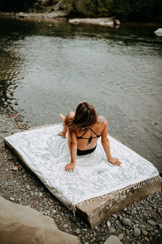Slate Grey Land and Sea 100% Cotton Turkish Throw