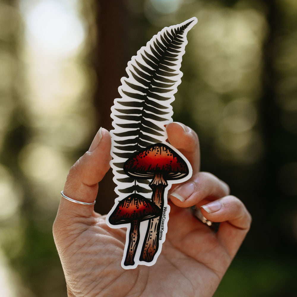 Mushroom Fern Colourful Sticker
