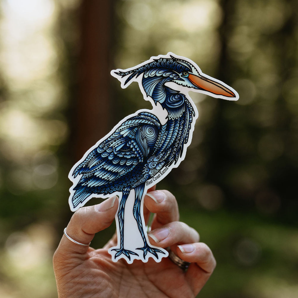 Blue Heron Colourful Sticker