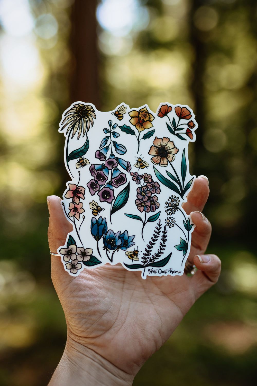 Wildflowers & Bees Colourful Sticker