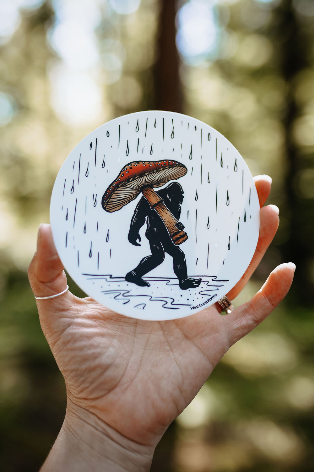 Wet Coast Colourful Amanita Mushroom Sasquatch Sticker