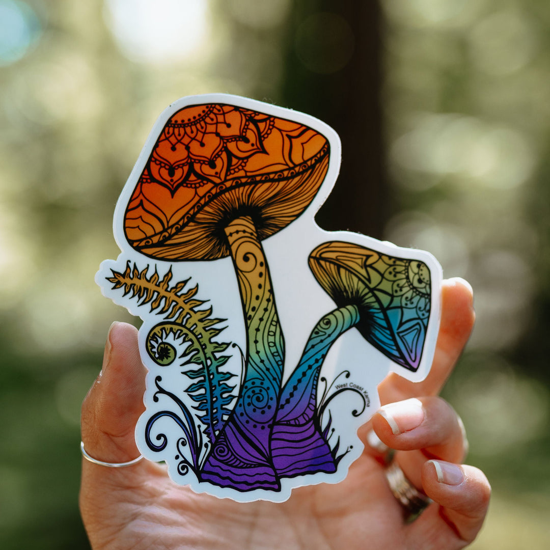 Rainbow Mushroom Vinyl Sticker