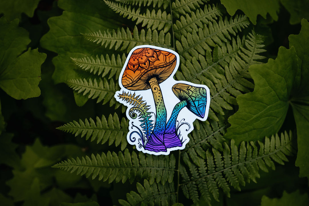 Rainbow Mushroom Vinyl Sticker