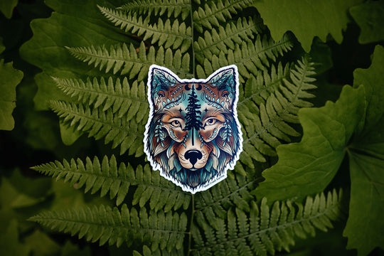 Colourful Forest Wolf Sticker