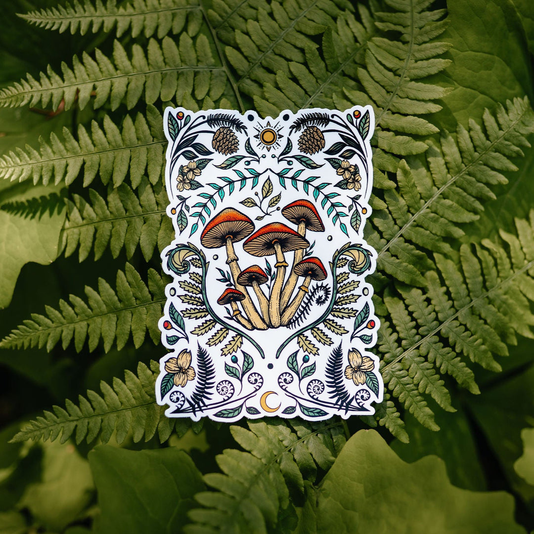 Colourful Cottage Mushroom Sticker