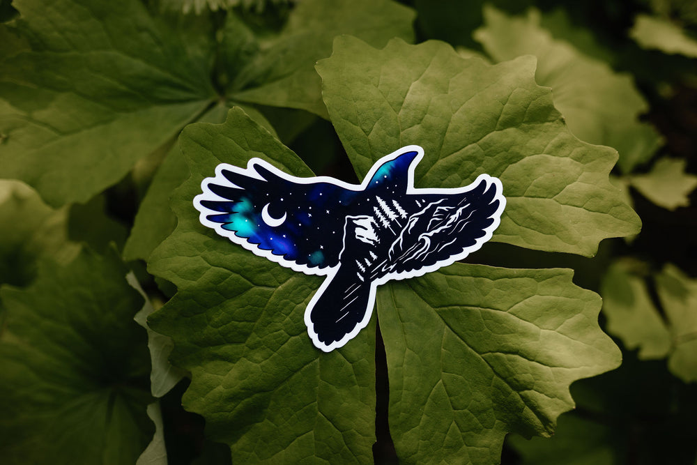 Northern Lights Nature Raven Sticker