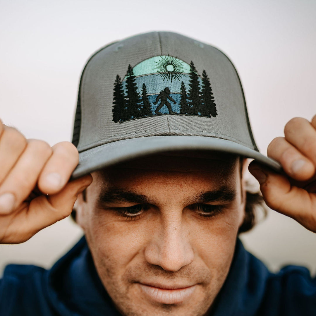 Sasquatch Stroll Trucker Hat- Grey/Black