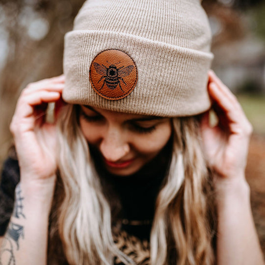 Sunflower Bee Toque in Tan