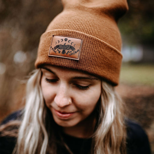 Raven Moon Phase Toque in Brown