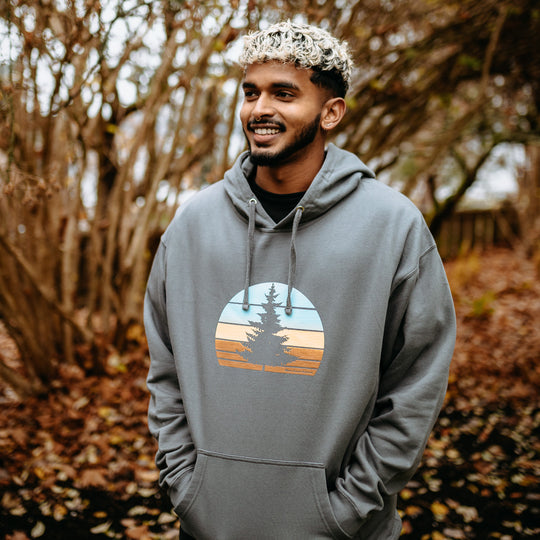 Retro Tree Hoodie in Charcoal Grey