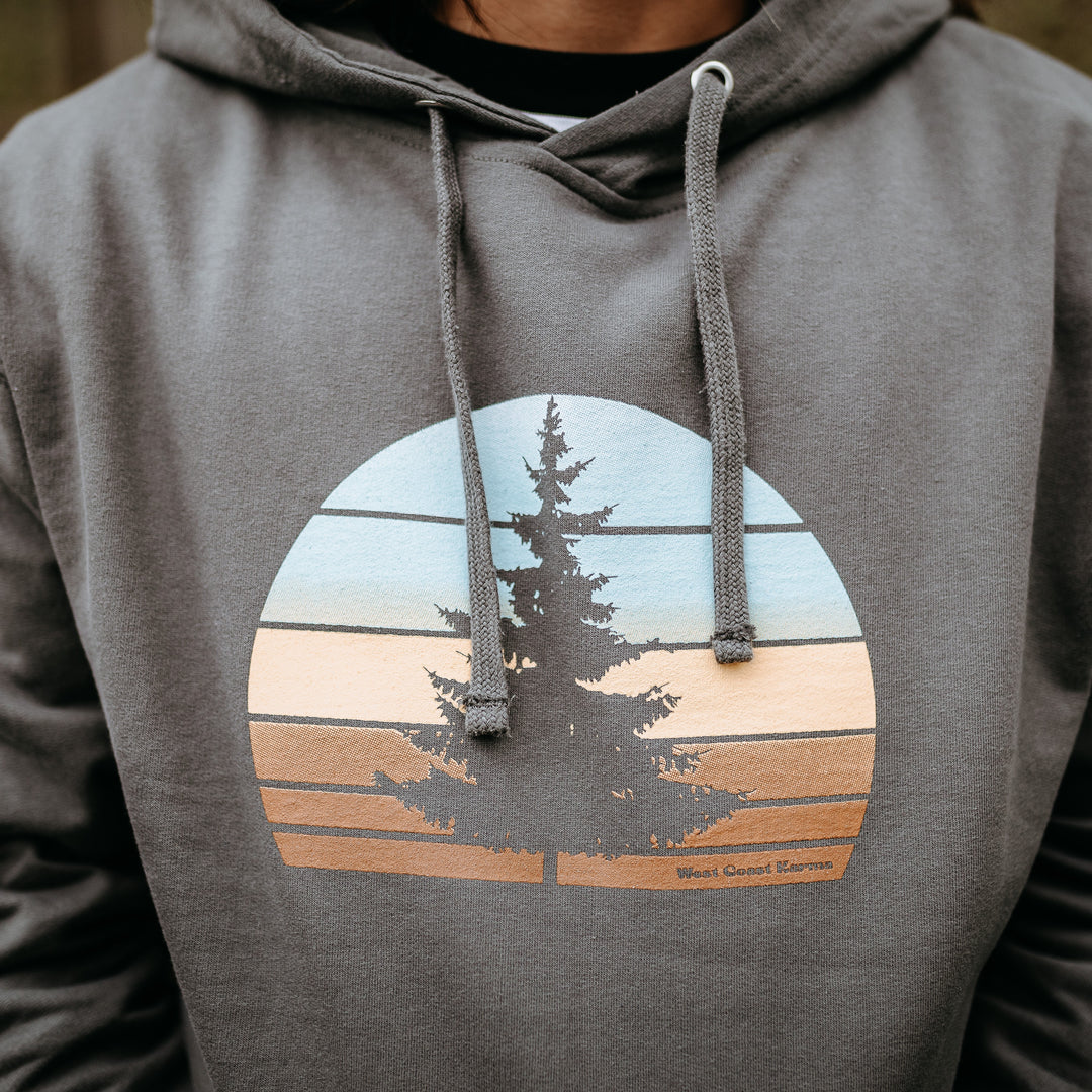 Retro Tree Hoodie in Charcoal Grey