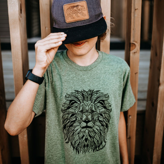 Lion Kids/Youth Tee in Bamboo Green