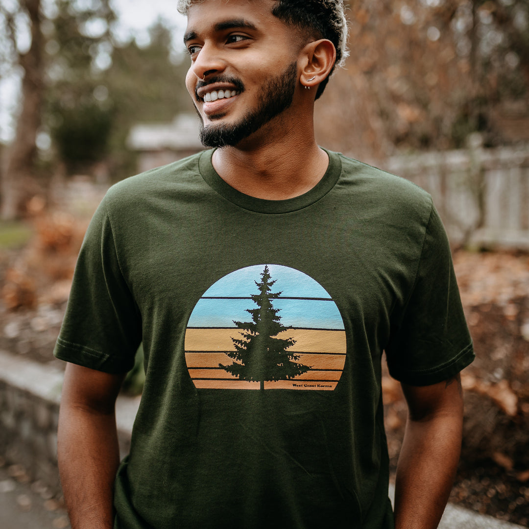 Retro Tree Tee in Dark Olive