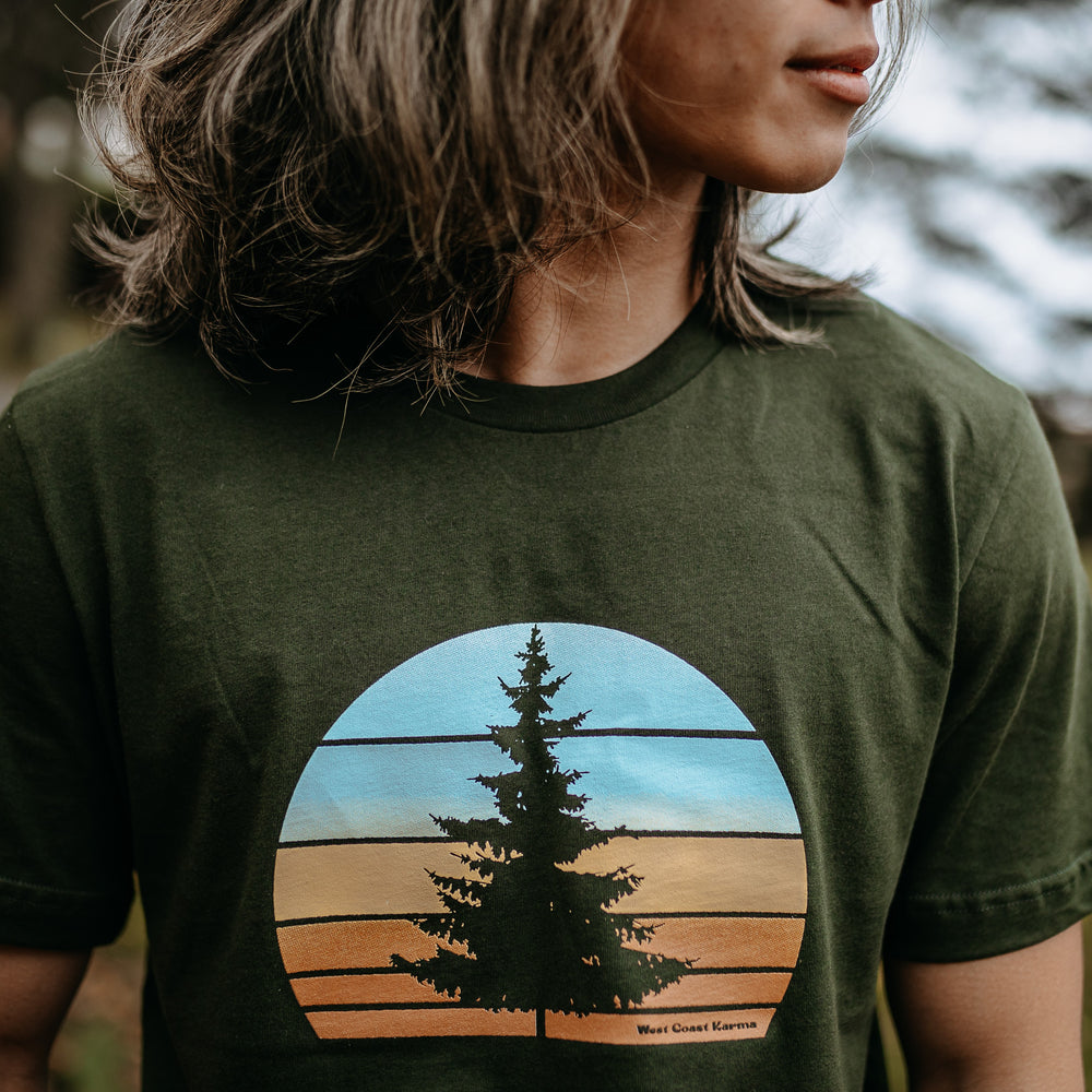 Retro Tree Tee in Dark Olive