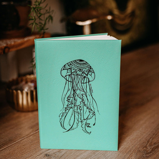 Engraved Jellyfish Blue Journal