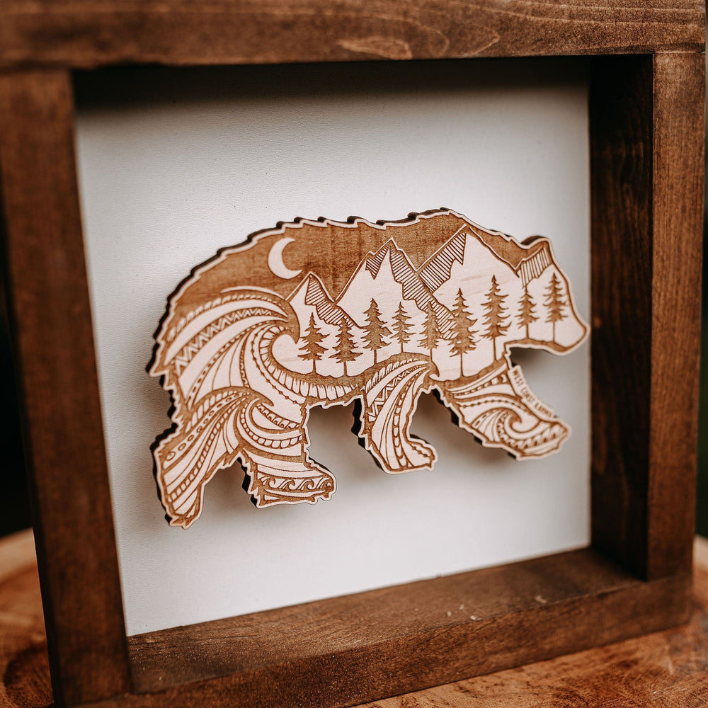 Shadow Box Framed Nature Bear Wood Art