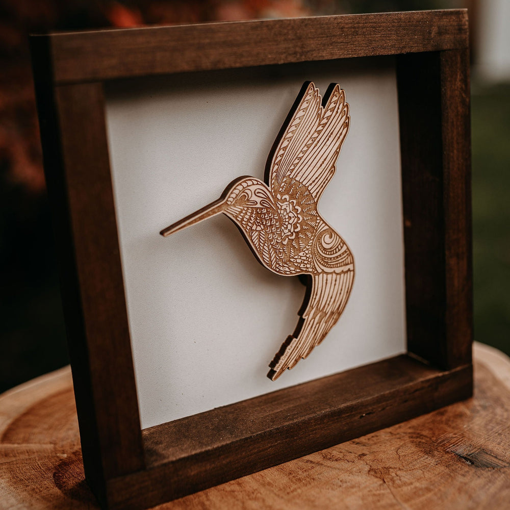 Shadow Box Framed Hummingbird Wood Art