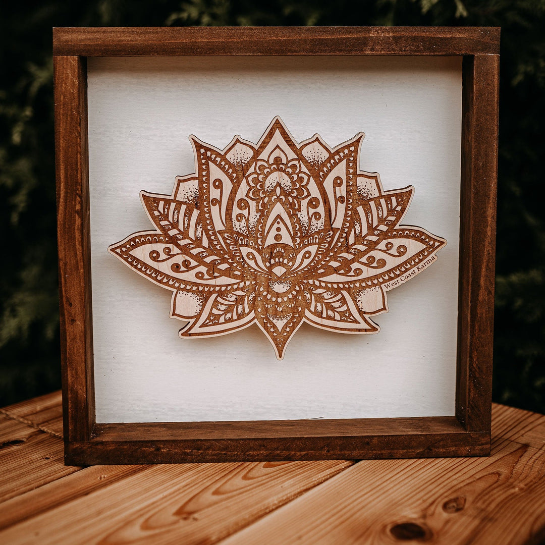 Shadow Box Framed Lotus Wood Art
