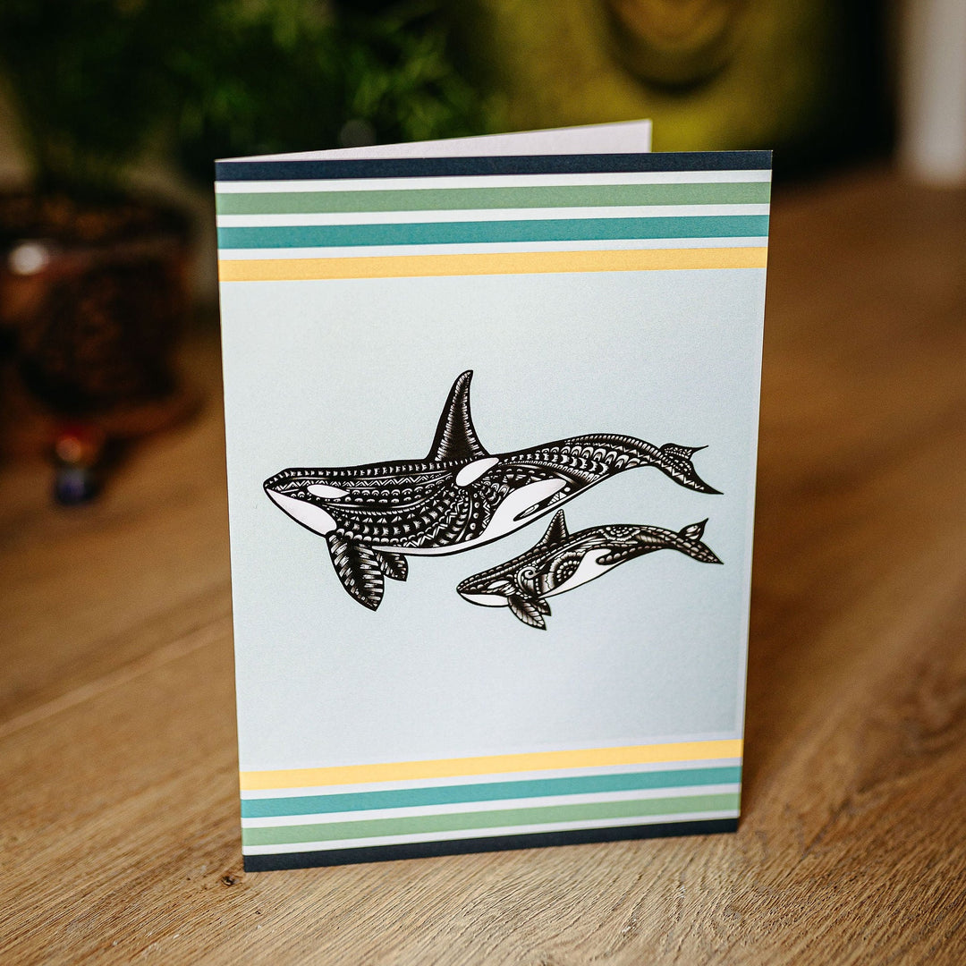 Retro Orca Greeting Card