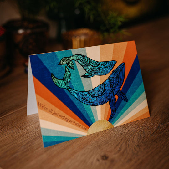 Retro Humpback Whale Greeting Card