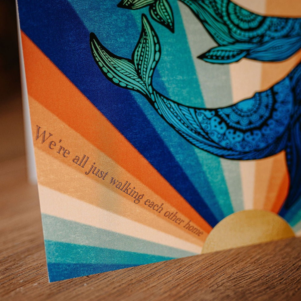 Retro Humpback Whale Greeting Card