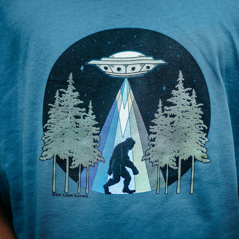 Colourful Sasquatch Abduction Tee in Deep Teal