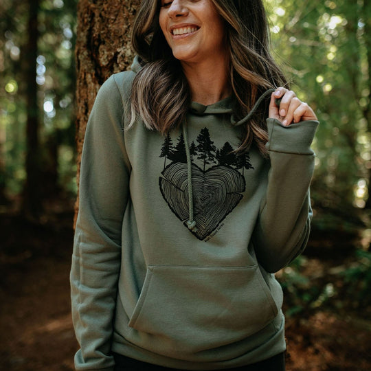 Heart Tree Round Hoodie in Sage *Made in Canada*