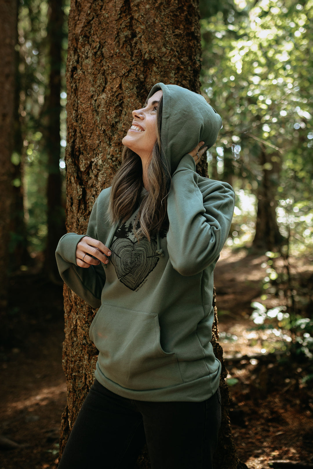 Heart Tree Round Hoodie in Sage *Made in Canada*