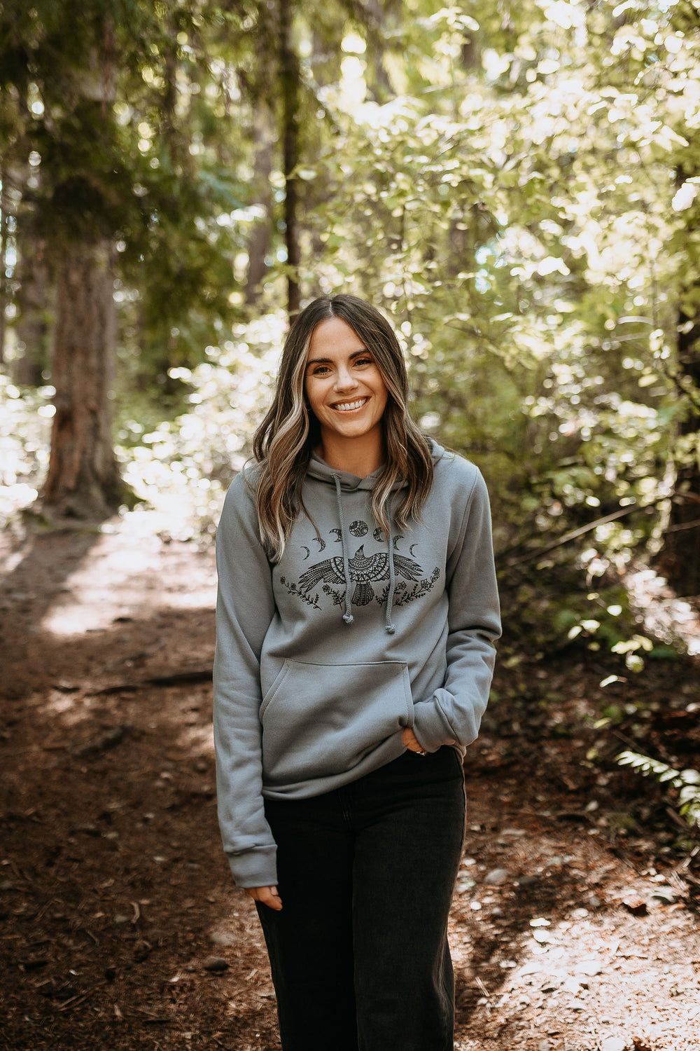 Raven Moon Phase Hoodie in Slate Blue *Made in Canada*