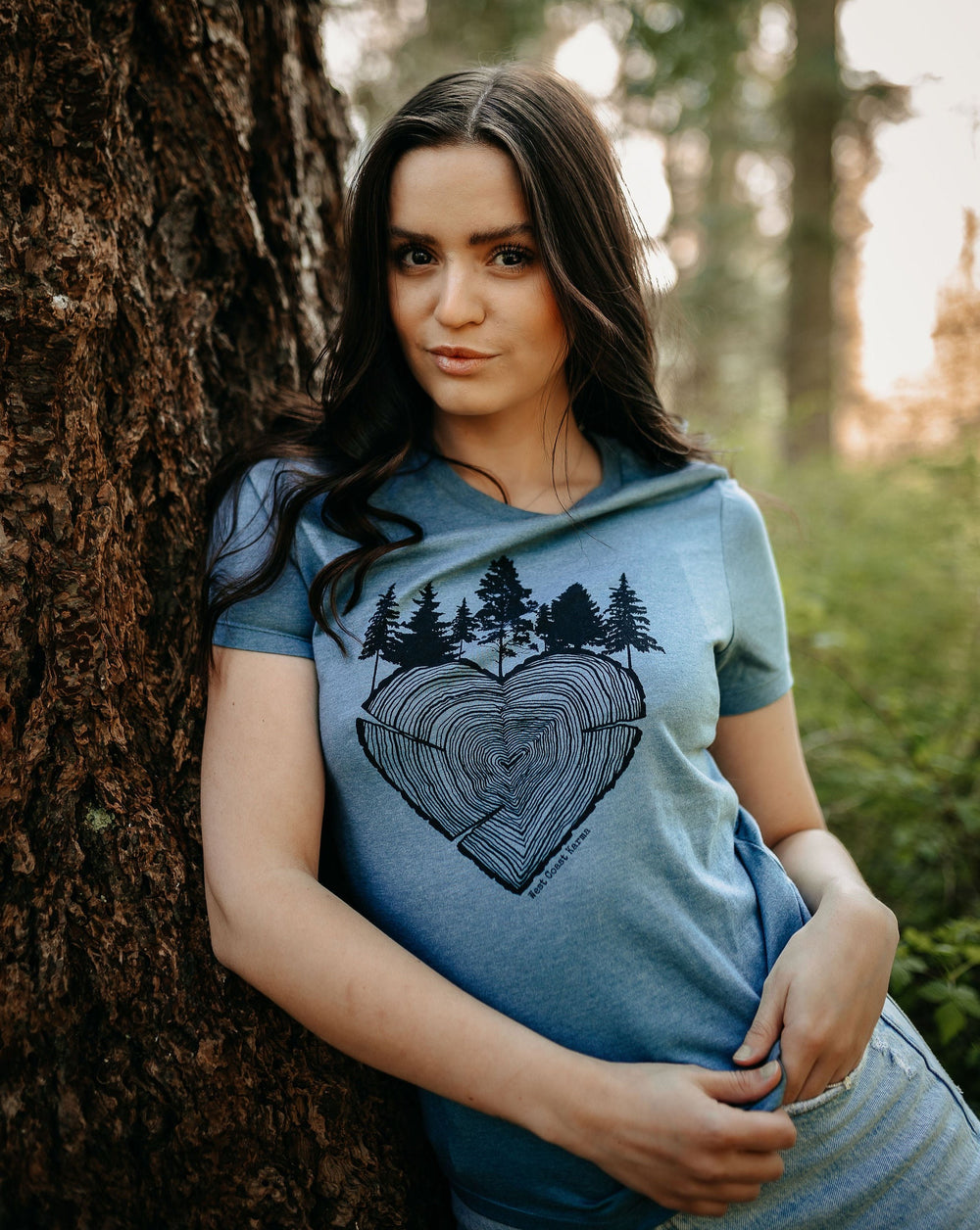 Tree Ring Heart Relaxed Fit Tee in Slate Blue